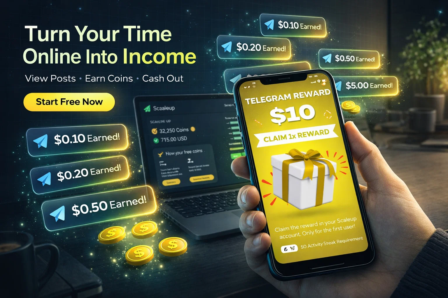 Scalelup Review: Earn Money Online + Get Free Traffic