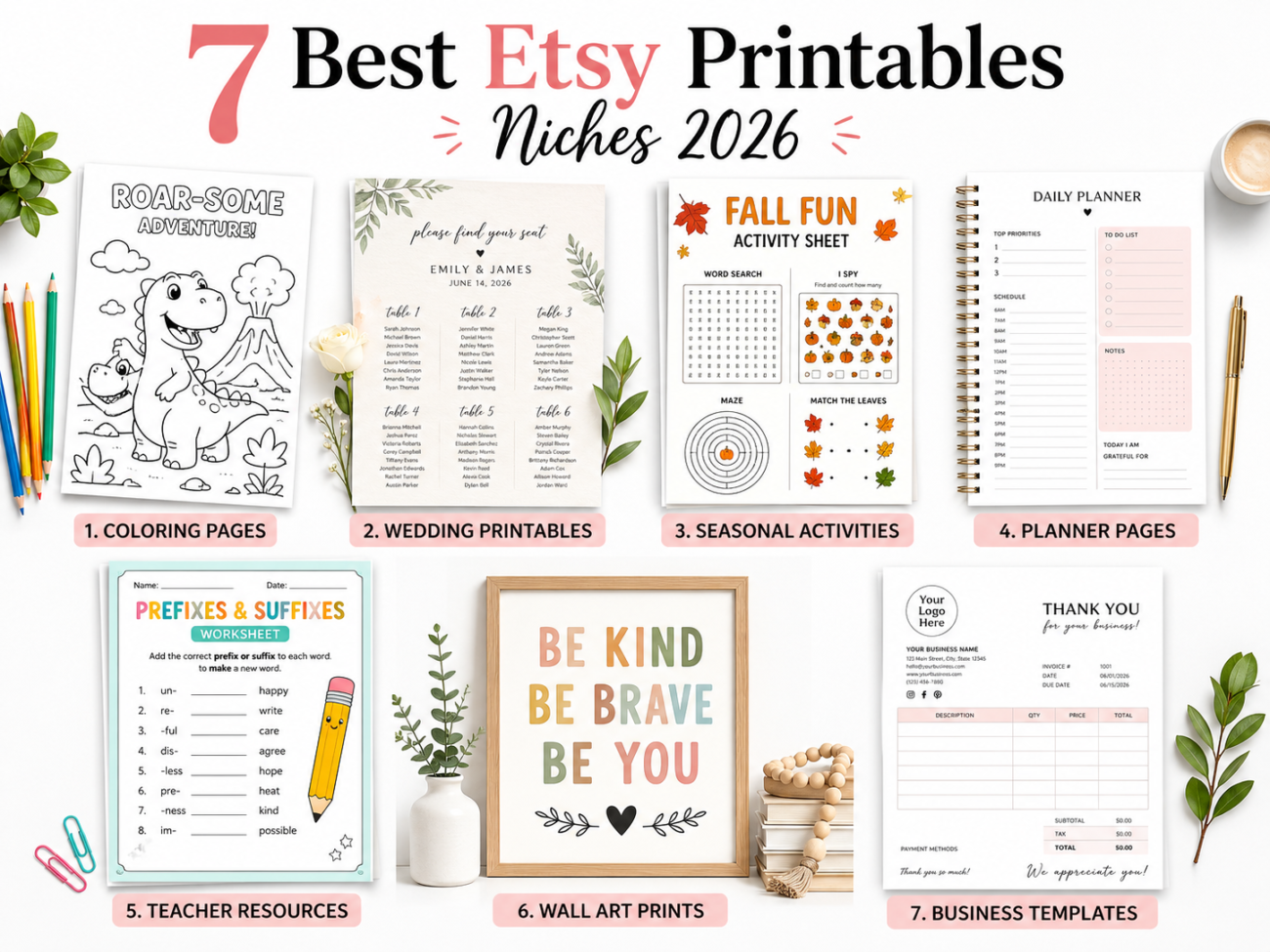 Best niches for Etsy printables 2026 ranked by demand and profit.